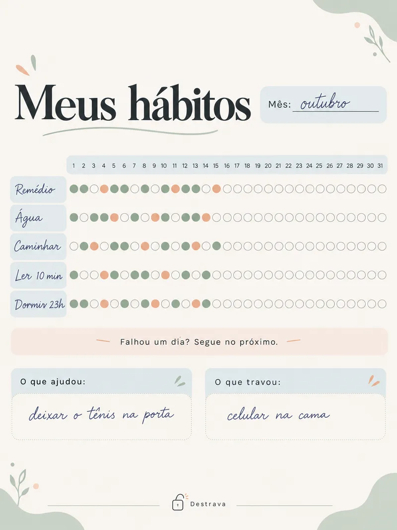 Página interna do Planner Destrava TDAH